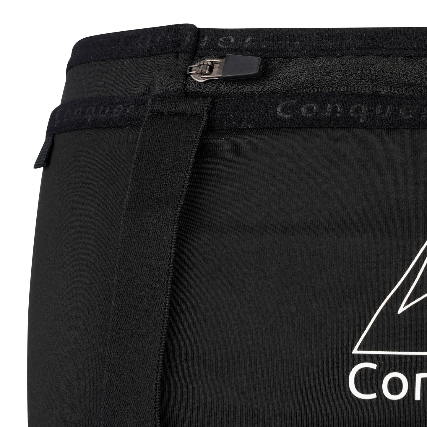 Conquer. Detailbild Laufgürtel Rückseite mit Reißverschlussfach und Befestigungsmöglichkeit für Running Poles