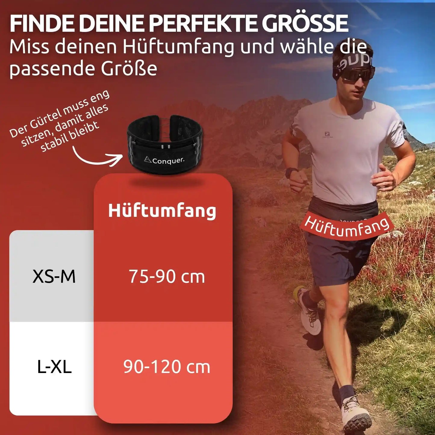 Laufgürtel für trailrunning laufen mit Hanfyfach und Soft Flask