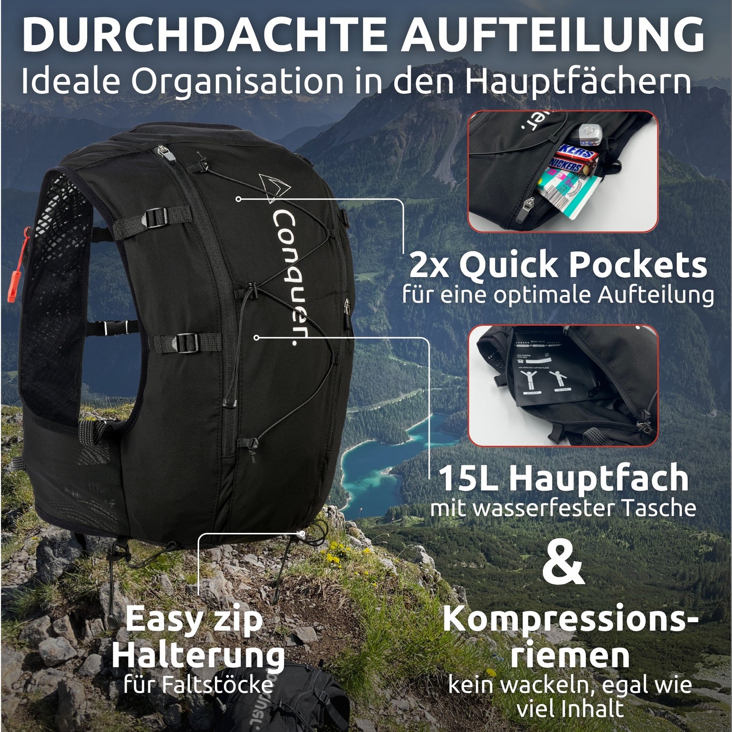 Neu: Laufweste 15L mit Trinkblase & 2x Flasks