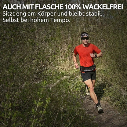 Conquer. Laufgürtel mit Trinkflasche – stabiler Running Belt für Joggen und Trailrunning mit sicherem Sitz ohne Wackeln