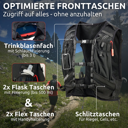 Neu: Laufweste 15L mit Trinkblase & 2x Flasks