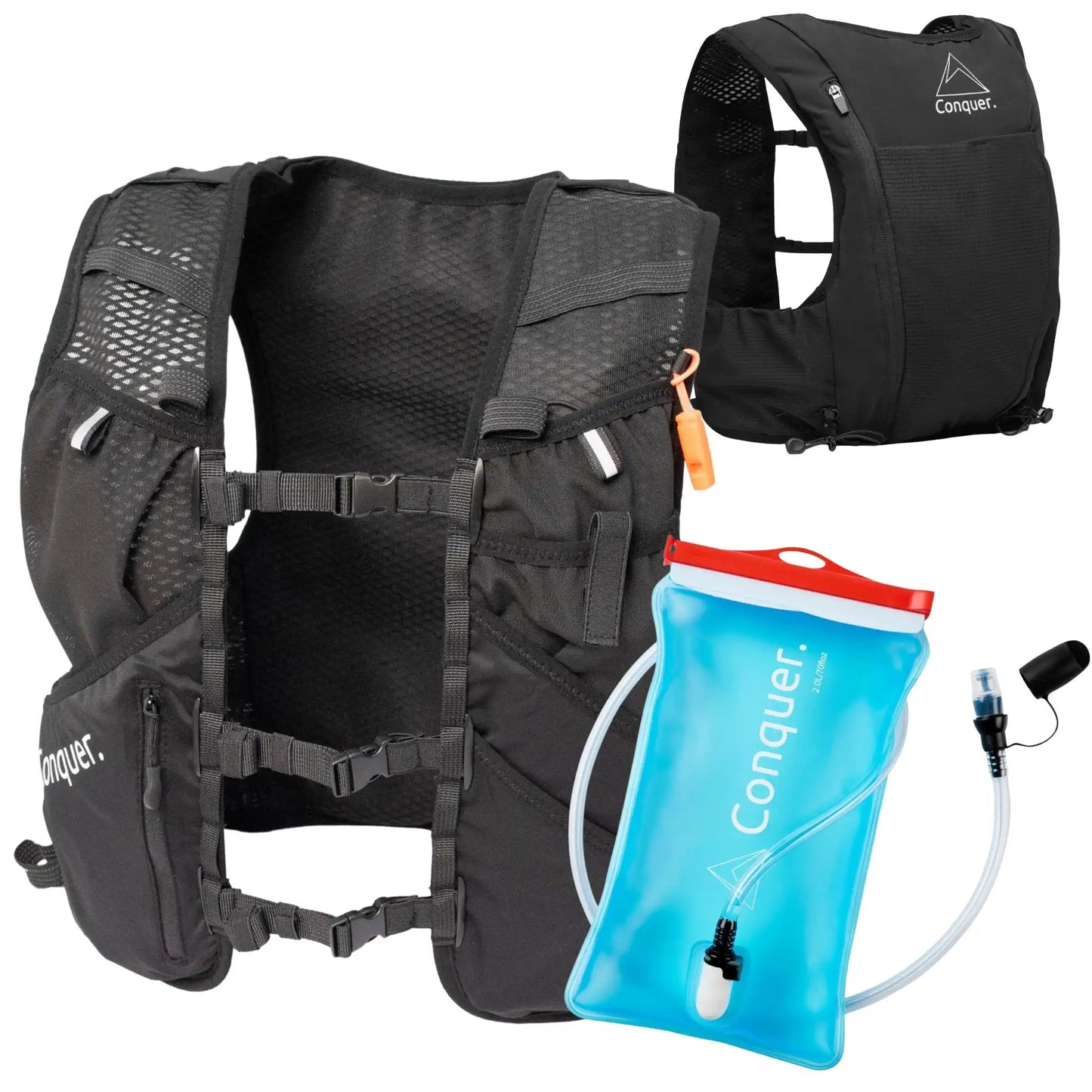 Conquer. Laufweste 5L mit 2L Trinkblase – ultraleichtes Trinkrucksack Set für Trailrunning