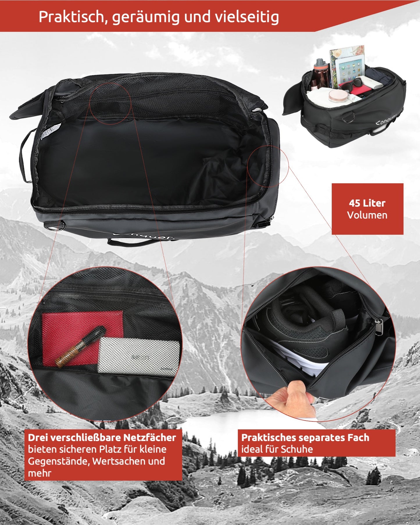 Conquer. Duffle Bag 45 L