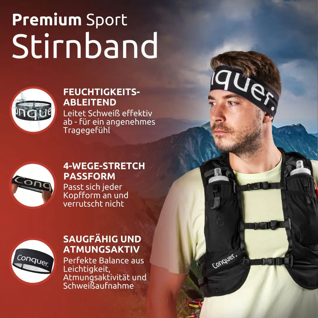 Sportstirnband Herren/ Damen - Conquer.