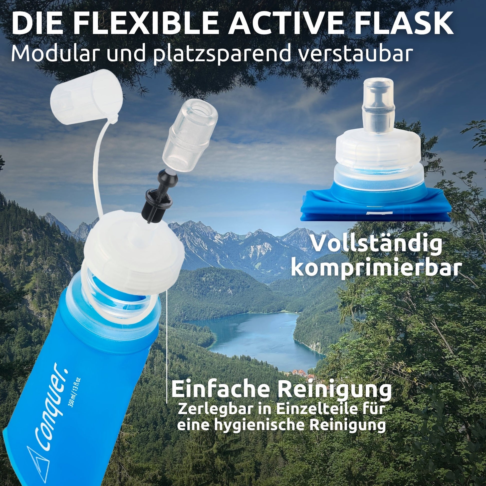 Flask 350ml/ 500ml - Flexible Trinkflasche - Conquer.