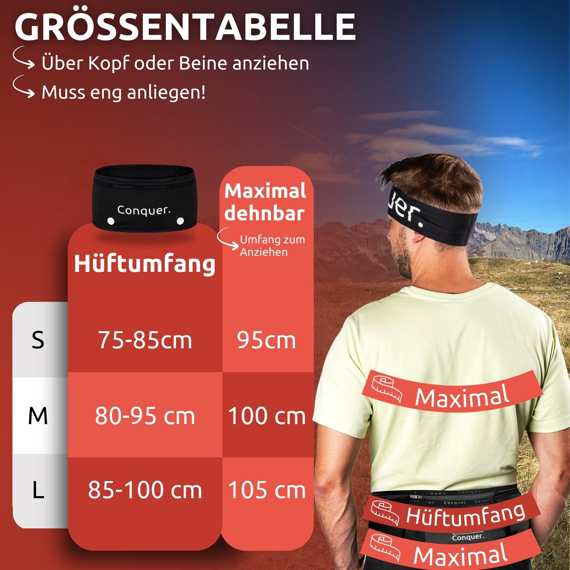 Laufgürtel für Herren/ Damen - Conquer.
