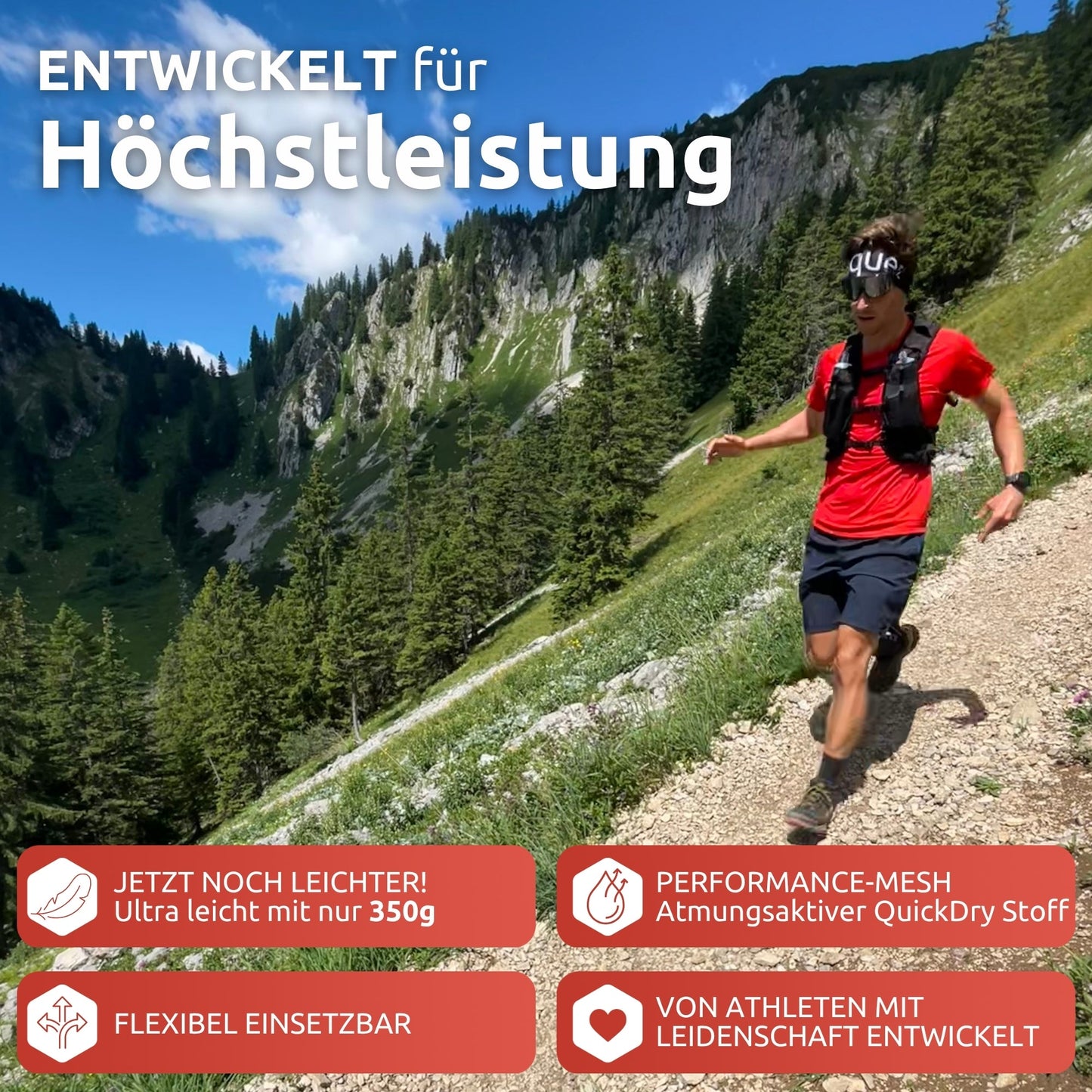 Laufweste 15L mit Trinkblase & 2x Flasks für Herren/ Damen - Conquer.