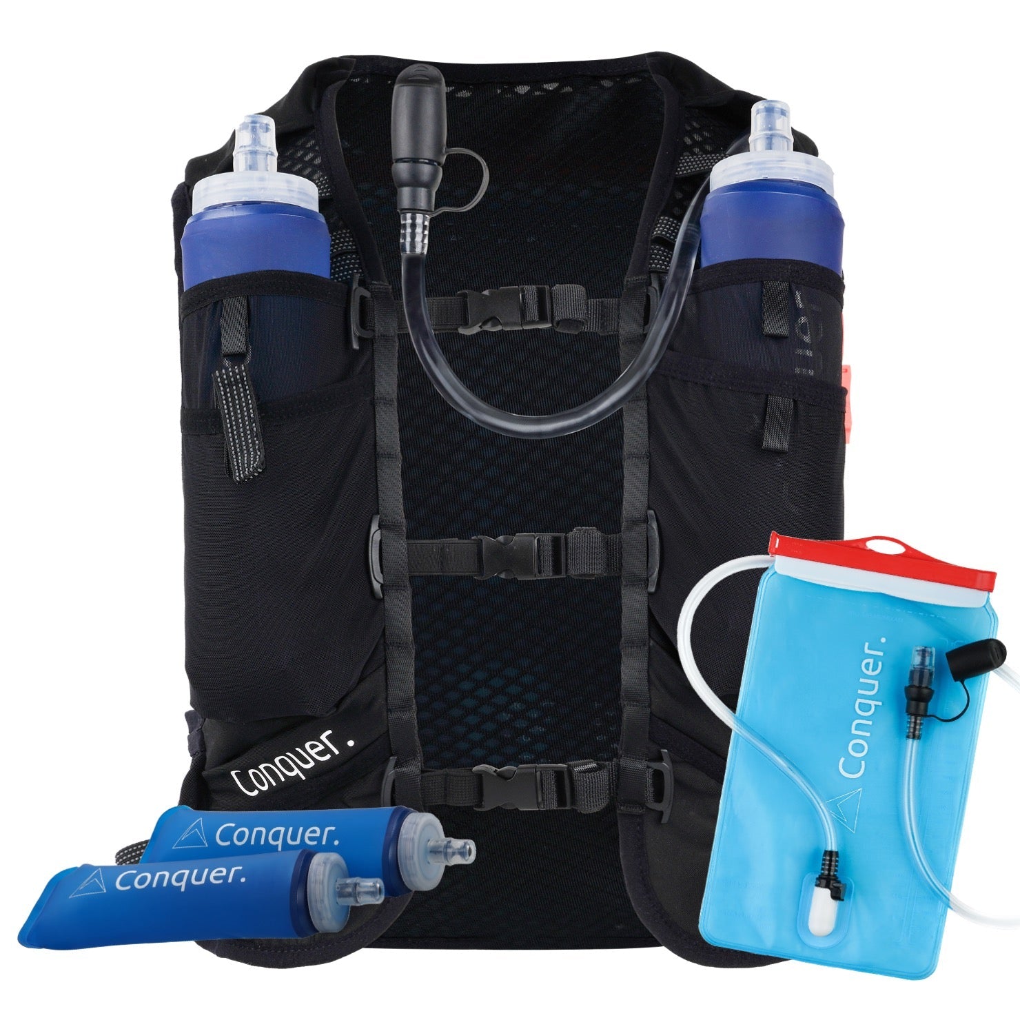 Restposten: Laufweste 15L mit Trinkblase & 2x Flasks - Conquer.